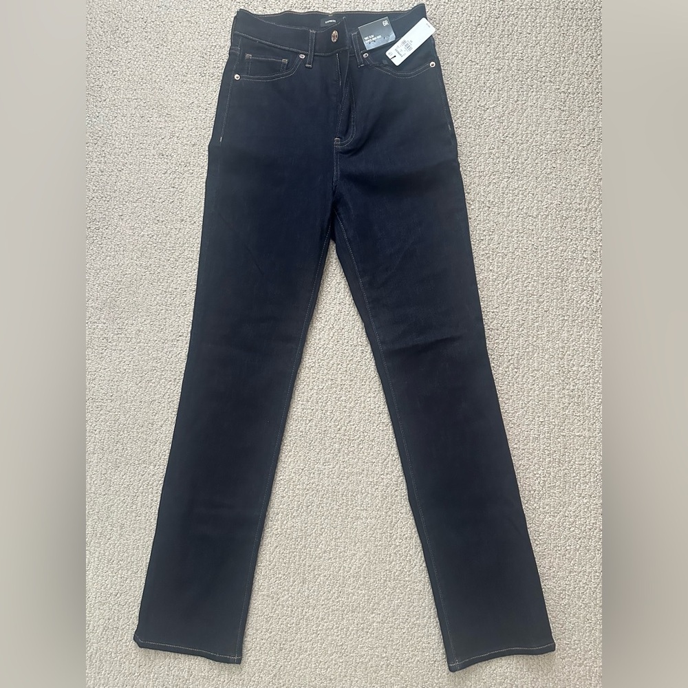 Women’s dark denim slim super high waisted jeans